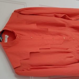 VTG Simon Chang Orange Blouse – Geometric Lapels 80s 90s Office Pop